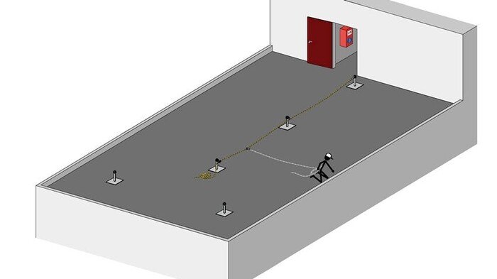 Sketch showing an example of how an ABS Lanyard - temporary lifeline system could be implemented