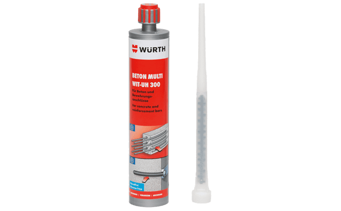 Graphic of a cartridge of WIT-UH-300 special adhesive for concrete substrates.