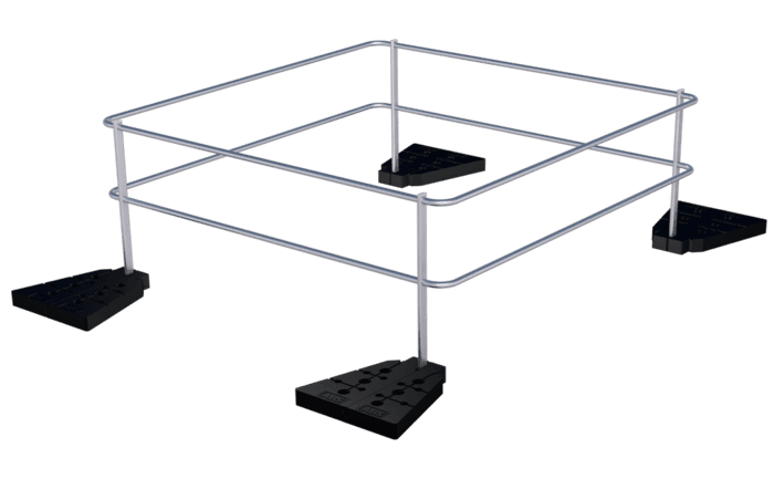 Image showing an ABS Dome OnTop Weight guard rail weighted down with special weights - specially designed to secure domed rooflights