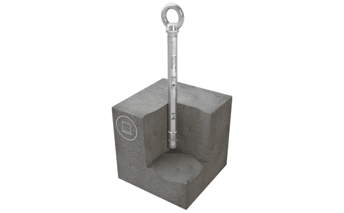Image showing our anchorage point for individual protection. Thanks to its special dowel, all it needs is just one bore hole in your concrete roof surface.