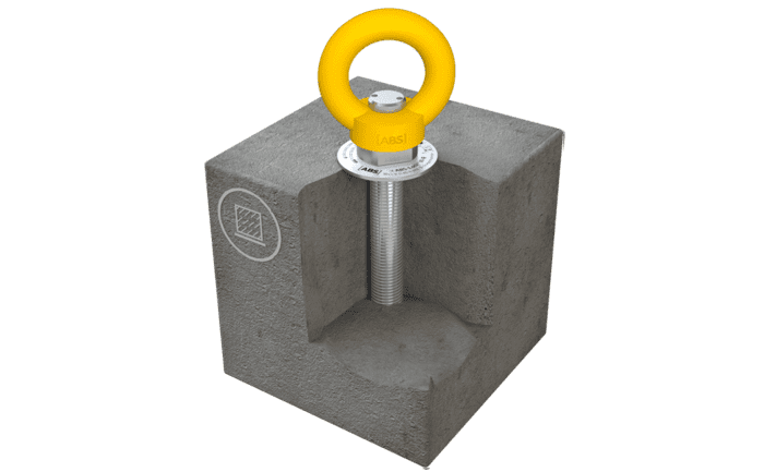 Image showing our anchor and its rotating anchorage eyelet installed in concrete