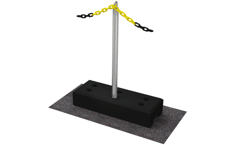 Image showing the pedestal of an ABS BorderMark barrier chain system - specially designed to cordon off a fall danger zone