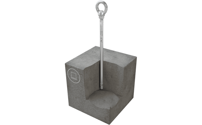 Image showing our specially-designed ABS-Lock III-BE Pro anchorage point which, thanks to its unique dowel, only requires one bore hole in a flat, concrete roof surface.